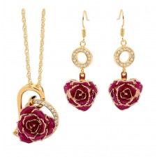 Purple Heart Theme Pendant and Earring Set