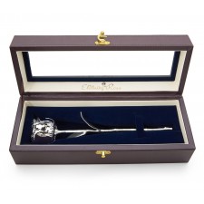 Silver-Dipped Natural Rose. Leather Window Box
