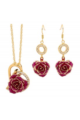 Purple Heart Theme Pendant and Earring Set